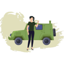 پیش‌نمایش فایل girl-waving-hand-and-standing-near-military-jeep-8226826 از پک سلاح‌ها و جنگ