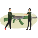 پیش‌نمایش فایل military-boy-and-girl-are-talking-about-gun-8226865 از پک سلاح‌ها و جنگ