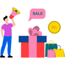 پیش‌نمایش فایل man-announcing-80-sale-8467428 از پک کسب و کار