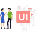 پیش‌نمایش فایل male-and-female-talking-about-ui-ux-design-8158125 از پک رابط کاربری و تجربه کاربری