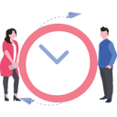 پیش‌نمایش فایل woman-and-man-standing-with-clock-8670017 از پک مدیریت زمان