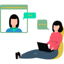 پیش‌نمایش فایل a-girl-is-talking-to-another-girl-on-a-laptop-8698712 از پک کارمندان دورکار