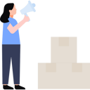 پیش‌نمایش فایل girl-stands-near-parcel-boxes-with-megaphone-8860096 از پک کار تیمی