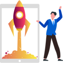 پیش‌نمایش فایل boy-watching-startup-rocket-on-mobile-8850009 از پک رونق کسب و کار