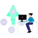 پیش‌نمایش فایل girl-looking-at-nft-startup-rocket-8859470 از پک ان‌اف‌تی و رمزارز