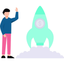 پیش‌نمایش فایل man-pointing-at-dollar-startup-rocket-8859455 از پک ان‌اف‌تی و رمزارز