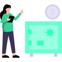پیش‌نمایش فایل woman-working-on-bitcoin-locker-8859463 از پک ان‌اف‌تی و رمزارز