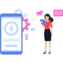 پیش‌نمایش فایل girl-looking-at-voice-app-8939553 از پک طراحی اپلیکیشن