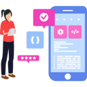 پیش‌نمایش فایل girl-programming-for-mobile-app-8939534 از پک طراحی اپلیکیشن