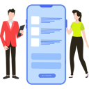 پیش‌نمایش فایل man-and-woman-launching-app-8939532 از پک طراحی اپلیکیشن