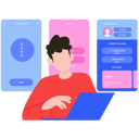 پیش‌نمایش فایل man-designing-online-banking-app-8939527 از پک طراحی اپلیکیشن