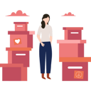 پیش‌نمایش فایل woman-looking-at-donation-boxes-8953318 از پک خیریه و کمک‌های مالی