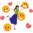 پیش‌نمایش فایل happy-girl-with-emojis-9181611 از پک روز جهانی اموجی