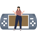 پیش‌نمایش فایل a-girl-is-standing-next-to-a-video-game-9326771 از پک دستگاه‌ها