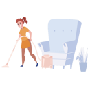پیش‌نمایش فایل young-girl-cleaning-floor-with-hoover-9383774 از پک نظافت‌چی و خانه‌دار