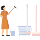 پیش‌نمایش فایل young-girl-holding-floor-wiper-9383796 از پک نظافت‌چی و خانه‌دار