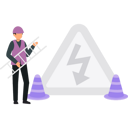 پیش‌نمایش فایل boy-putting-up-electric-warning-sign-9518426 از پک نگهداری برق