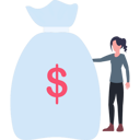 پیش‌نمایش فایل girl-standing-next-to-bag-of-money-9548766 از پک مالیات