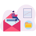 پیش‌نمایش فایل girl-looking-at-mail-graph-9615749 از پک ارسال ایمیل