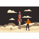 پیش‌نمایش فایل boy-with-rocket-launched-into-space-9663812 از پک پرتاب موشک