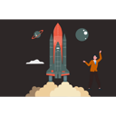 پیش‌نمایش فایل man-in-space-with-spaceship-9663818 از پک پرتاب موشک