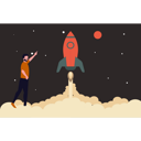 پیش‌نمایش فایل man-pointing-at-rocket-9663823 از پک پرتاب موشک