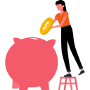 پیش‌نمایش فایل girl-putting-dollars-in-piggy-bank-9725742 از پک پس‌انداز پول