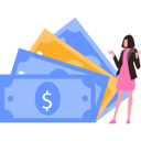 پیش‌نمایش فایل woman-looking-at-cash-9800393 از پک پول و پرداخت