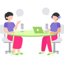 پیش‌نمایش فایل host-is-interviewing-a-girl-in-a-podcast-9858581 از پک پادکست