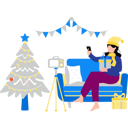 پیش‌نمایش فایل girl-making-video-with-christmas-presents-9994210 از پک تولیدکننده محتوا