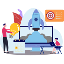 پیش‌نمایش فایل boy-and-girl-looking-at-startup-rocket-10069763 از پک تیم محصول