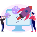 پیش‌نمایش فایل boy-and-girl-working-on-startup-rocket-10069698 از پک تیم محصول