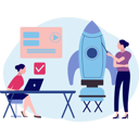 پیش‌نمایش فایل girls-working-on-startup-rocket-10069701 از پک تیم محصول