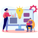 پیش‌نمایش فایل team-discussing-graph-idea-10069678 از پک تیم محصول