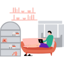 پیش‌نمایش فایل boy-sitting-on-sofa-working-on-laptop-10212791 از پک فضای کار