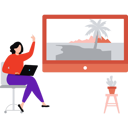 پیش‌نمایش فایل girl-looking-at-picture-on-laptop-10212801 از پک فضای کار