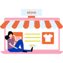 پیش‌نمایش فایل girl-is-doing-shopping-online-on-laptop-10296307 از پک برنامه وب و موبایل