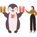 پیش‌نمایش فایل penguin-is-holding-gift-for-girl-10298863 از پک روز جهانی پنگوئن