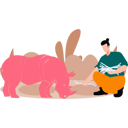 پیش‌نمایش فایل boy-is-collecting-wood-sticks-and-feeding-rhinoceros-10364543 از پک حیات وحش
