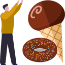 پیش‌نمایش فایل boy-is-looking-at-the-ice-cream-and-donut-10322338 از پک روز جهانی نوتلا