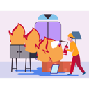 پیش‌نمایش فایل fire-brigade-brought-the-fire-under-control-with-fire-extinguishers-10350540 از پک خدمات آتش‌نشانی