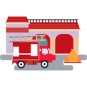 پیش‌نمایش فایل fire-truck-is-parked-outside-the-building-10350529 از پک خدمات آتش‌نشانی