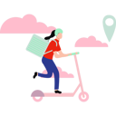 پیش‌نمایش فایل delivery-girl-making-delivery-on-electric-scooter-10404644 از پک تحویل غذا