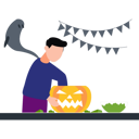 پیش‌نمایش فایل boy-playing-with-halloween-pumpkin-10464583 از پک هالووین