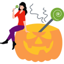 پیش‌نمایش فایل girl-eating-halloween-candy-10464574 از پک هالووین