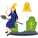 پیش‌نمایش فایل girl-is-flying-on-a-broomstick-10464591 از پک هالووین