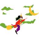 پیش‌نمایش فایل girl-is-flying-on-a-witchs-broom-10464572 از پک هالووین
