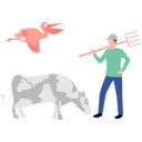 پیش‌نمایش فایل boy-standing-front-of-cow-with-pitchfork-10464357 از پک مزرعه