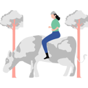پیش‌نمایش فایل girl-riding-cattle-10464330 از پک مزرعه