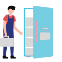پیش‌نمایش فایل boy-standing-in-front-of-fridge-10464465 از پک آشپزی
